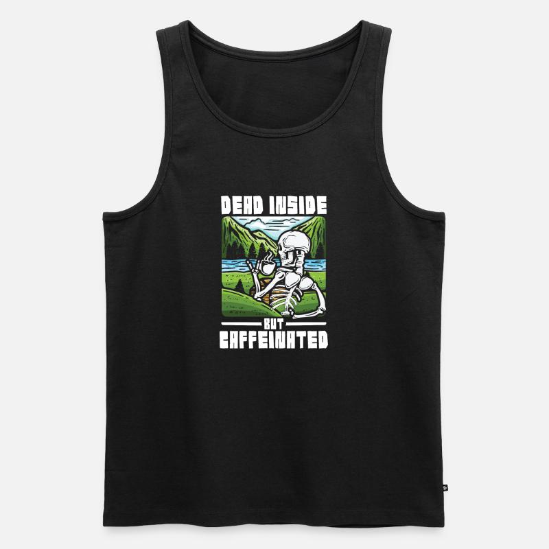 Dead inside but caffeinated - Männer Premium Bio Tank Top - Schwarz