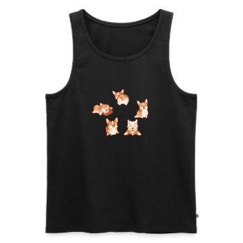 Cute Corgis for Girls - Men's Premium Organic Tank Top - black - Front - Michal (187cm)