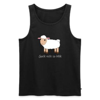 "Guck nich so blök" Glubschaugen Schaf - Männer Premium Bio Tank Top - Schwarz - Vorne - AI Model Male 178 light (178cm)