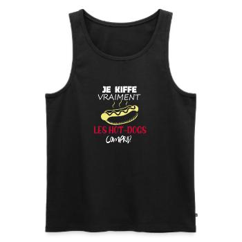 drole je kiffe vraiment les hot-dogs compris ? - Débardeur bio Premium Homme - noir - Devant - Michal (187cm)