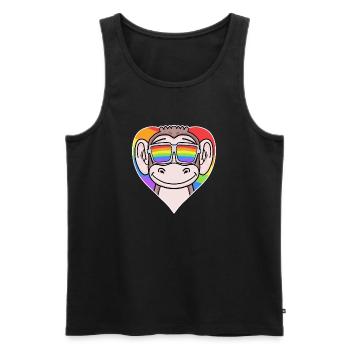 Gay Tier Affe Regenbogen Herz - Männer Premium Bio Tank Top - Schwarz - Vorne - AI Model Male 178 light (178cm)