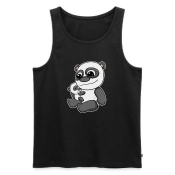 Familie - Panda mit Baby Panda - Männer Premium Bio Tank Top - Schwarz - Vorne - AI Model Male 178 light (178cm)
