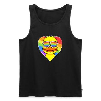 Gay Tier Ente Regenbogen Herz - Männer Premium Bio Tank Top - Schwarz - Vorne - AI Model Male 178 light (178cm)