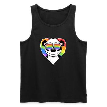 Gay Regenbogen Herz Tier Panda - Männer Premium Bio Tank Top - Schwarz - Vorne - Michal (187cm)