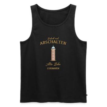 Cuxhaven Leuchtturm Alte Liebe, Mal Abschalten - Männer Premium Bio Tank Top - Schwarz - Vorne - Michal (187cm)