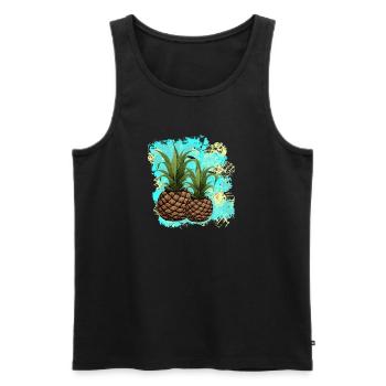 tolle früchte grafik, Ananas Motiv, beliebte Küche - Männer Premium Bio Tank Top - Schwarz - Vorne - Michal (187cm)