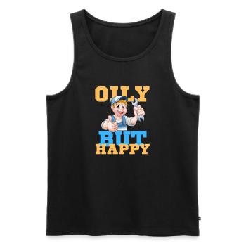 Oily but Happy Mechanic - Männer Premium Bio Tank Top - Schwarz - Vorne - Michal (187cm)