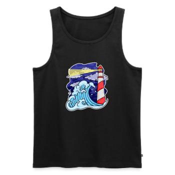 Lighthouse Coast Sea Sea - Men's Premium Organic Tank Top - black - Front - AI Model Male 178 light (178cm)