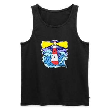 Lighthouse Coast Sea Sea - Men's Premium Organic Tank Top - black - Front - AI Model Male 178 light (178cm)