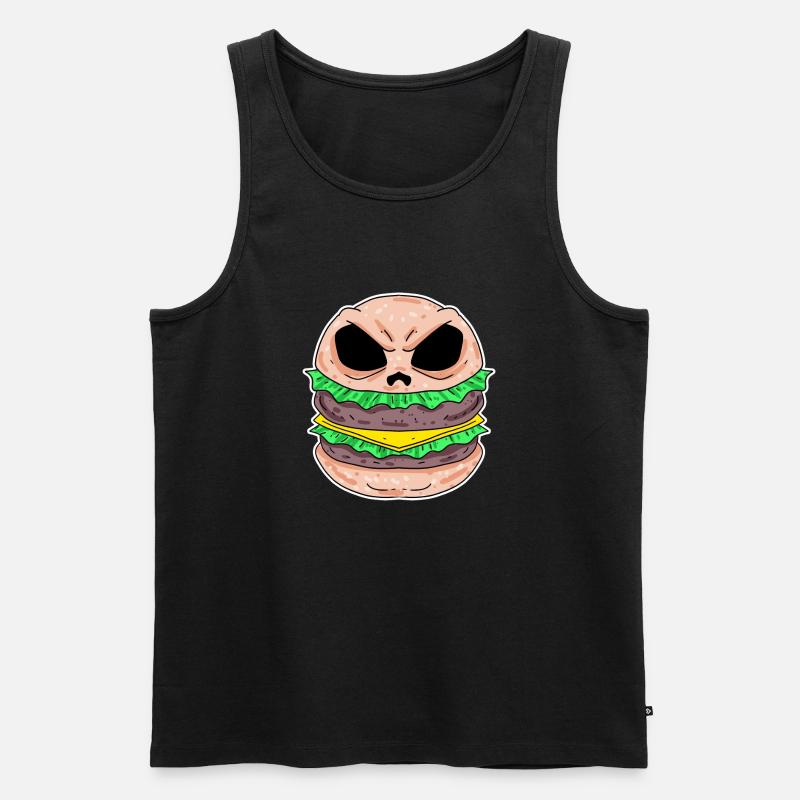 Schädel Burger - Männer Premium Bio Tank Top - Schwarz