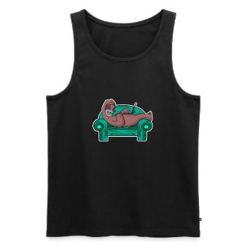 Faultier auf Sofa Laptop Mitarbeiter - Männer Premium Bio Tank Top - Schwarz - Vorne - Michal (187cm)