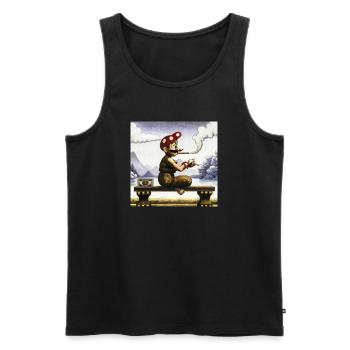 Ukiyo-e Gemälde eines rauchenden Mannes. - Männer Premium Bio Tank Top - Schwarz - Vorne - Michal (187cm)