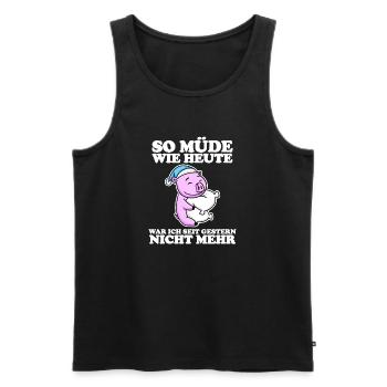 Müde Spruch lustig Schlafen Ausschlafen Faul - Männer Premium Bio Tank Top - Schwarz - Vorne - AI Model Male 178 light (178cm)