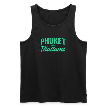 Phuket Thailand Teal Script - Men's Premium Organic Tank Top - black - Front - Michal (187cm)