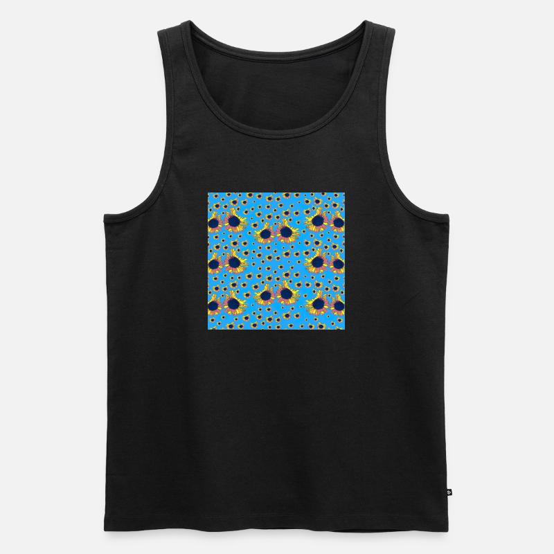 coole blumenmuster, tolles sonnenblumenmuster - Männer Premium Bio Tank Top - Schwarz