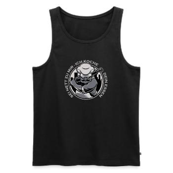 Kochender Chef Logo mit Messer - Männer Premium Bio Tank Top - Schwarz - Vorne - AI Model Male 178 light (178cm)