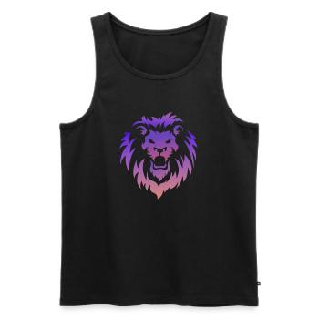 Art du tatouage tribal du lion - Débardeur bio Premium Homme - noir - Devant - AI Model Male 178 light (178cm)