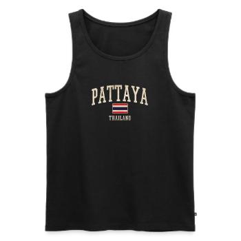 Pattaya Thailand Vintage Script - Men's Premium Organic Tank Top - black - Front - AI Model Male 178 light (178cm)