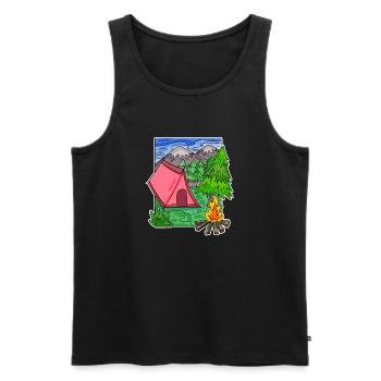 Camping Camping Motif - Men's Premium Organic Tank Top - black - Front - AI Model Male 178 light (178cm)