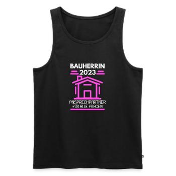 Bauherrin 2023 Hausbau Baustelle Richtfest - Männer Premium Bio Tank Top - Schwarz - Vorne - Michal (187cm)