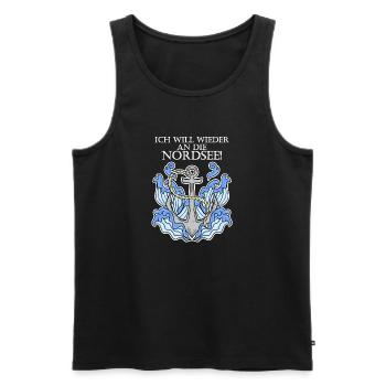 Anker Nordsee Plattdeutsch Spruch Moin - Männer Premium Bio Tank Top - Schwarz - Vorne - AI Model Male 178 light (178cm)