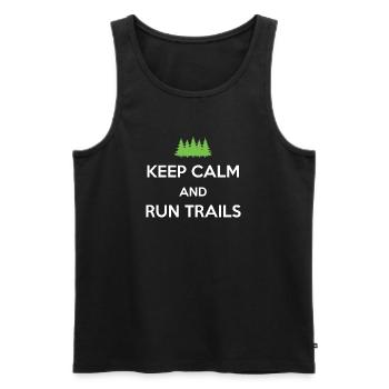 Ruhe bewahren und Trails laufen - Männer Premium Bio Tank Top - Schwarz - Vorne - Michal (187cm)