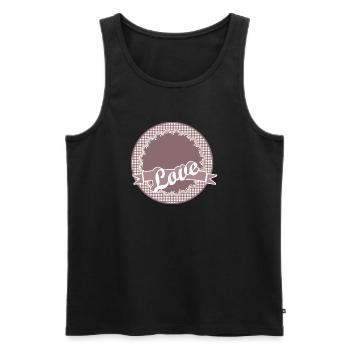 nostalgisches Etikett in Altrosa mit viel Liebe - Männer Premium Bio Tank Top - Schwarz - Vorne - AI Model Male 178 light (178cm)