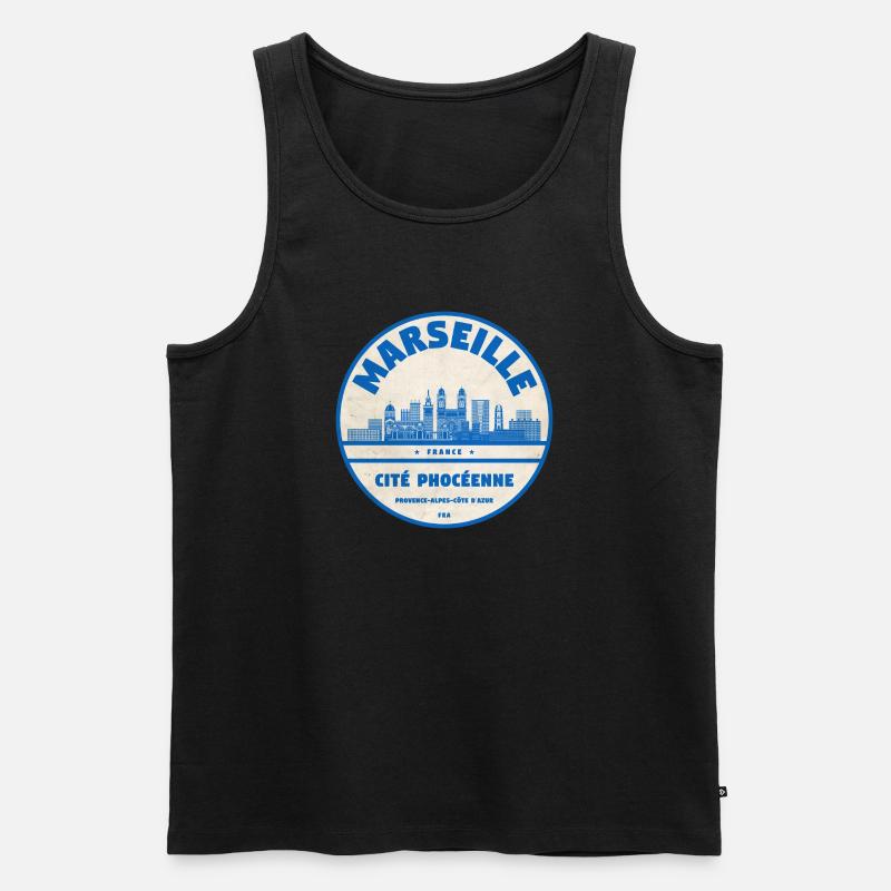 Marseille Cité Phocéenne Emblem - Männer Premium Bio Tank Top - Schwarz