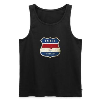 Emmen Niederlande Wappen Design - Männer Premium Bio Tank Top - Schwarz - Vorne - AI Model Male 178 light (178cm)