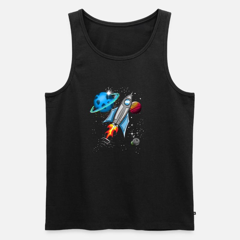 Rakete im Weltall - Männer Premium Bio Tank Top - Schwarz