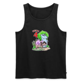 4 Jahre alt - 4. Geburtstag mit Tier Motiv - Männer Premium Bio Tank Top - Schwarz - Vorne - AI Model Male 178 light (178cm)