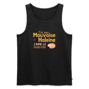 Ich habe keinen Mundgeruch, ich mag Munster - Männer Premium Bio Tank Top - Schwarz - Vorne - AI Model Male 178 light (178cm)