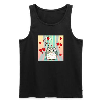 Valentine's Day Animals - Tea Bags Owls - Men's Premium Organic Tank Top - black - Front - AI Model Male 178 light (178cm)