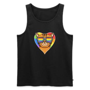 Gay Regenbogen - Katze mit Brille - Bengalkatze - Männer Premium Bio Tank Top - Schwarz - Vorne - AI Model Male 178 light (178cm)