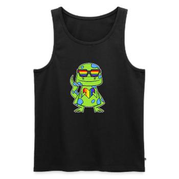 Gay Rainbow Heart Dinosaurs - Men's Premium Organic Tank Top - black - Front - AI Model Male 178 light (178cm)