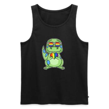 Gay Rainbow Heart Dinosaurs - Men's Premium Organic Tank Top - black - Front - AI Model Male 178 light (178cm)
