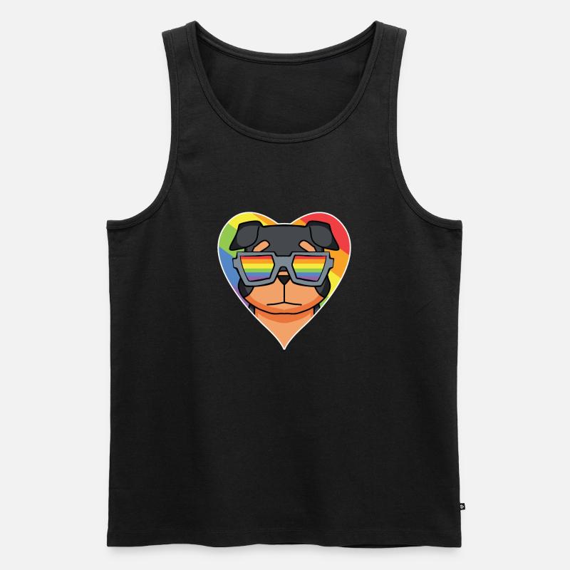 Regenbogen - Hund mit Brille - Rottweiler - Männer Premium Bio Tank Top - Schwarz