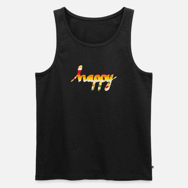 glücklich - Männer Premium Bio Tank Top - Schwarz