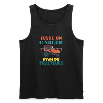 Juste Un Garçon Fan De Tracteurs -drole Conducteur - Débardeur bio Premium Homme - noir - Devant - AI Model Male 178 light (178cm)