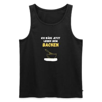 Ich wäre jetzt lieber beim Backen - Männer Premium Bio Tank Top - Schwarz - Vorne - Michal (187cm)
