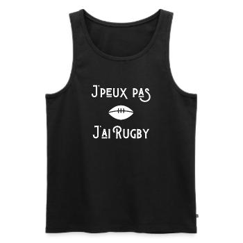 rugby sport, rugby humour, fan de rugby - Débardeur bio Premium Homme - noir - Devant - AI Model Male 178 light (178cm)