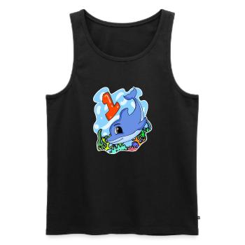 1 year old - Enrollment - Dolphin motif - Men's Premium Organic Tank Top - black - Front - Michal (187cm)