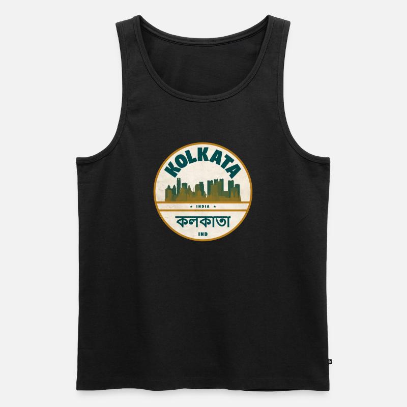 Kolkata Skyline Abzeichen - Männer Premium Bio Tank Top - Schwarz