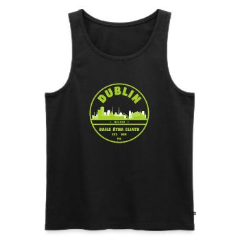 Dublin Skyline Stamp - Men's Premium Organic Tank Top - black - Front - AI Model Male 178 light (178cm)