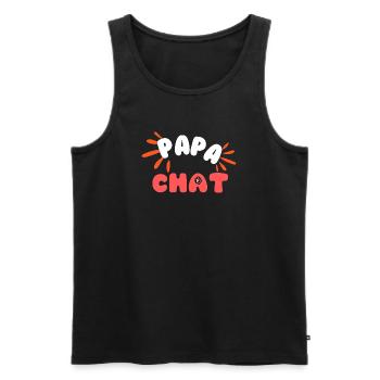 Papa Chat: Logo Amical et Pattes - Débardeur bio Premium Homme - noir - Devant - AI Model Male 178 light (178cm)