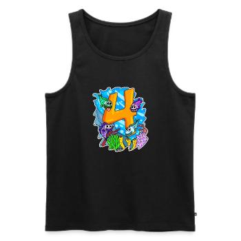 4 years old - 4th birthday with animal motif - Men's Premium Organic Tank Top - black - Front - AI Model Male 178 light (178cm)
