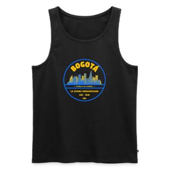Bogotá Skyline Emblem - Men's Premium Organic Tank Top - black - Front - AI Model Male 178 light (178cm)