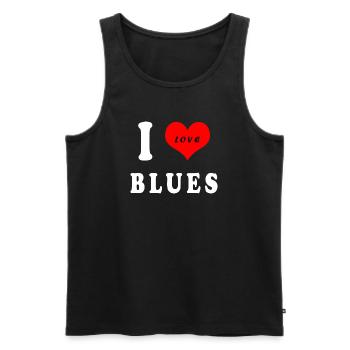 J'adore le blues - Débardeur bio Premium Homme - noir - Devant - AI Model Male 178 light (178cm)