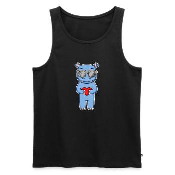 Hippopotamus with sunglasses and heart - Hippopotamus - Men's Premium Organic Tank Top - black - Front - Michal (187cm)