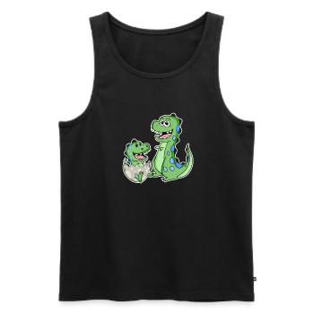 Dinosaur with baby dinosaur - Men's Premium Organic Tank Top - black - Front - AI Model Male 178 light (178cm)